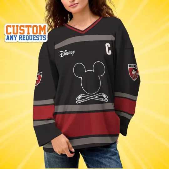 Discover Personalized Mickey Mouse Men's Hockey Jersey for Birthday and Valentine's Day Gift