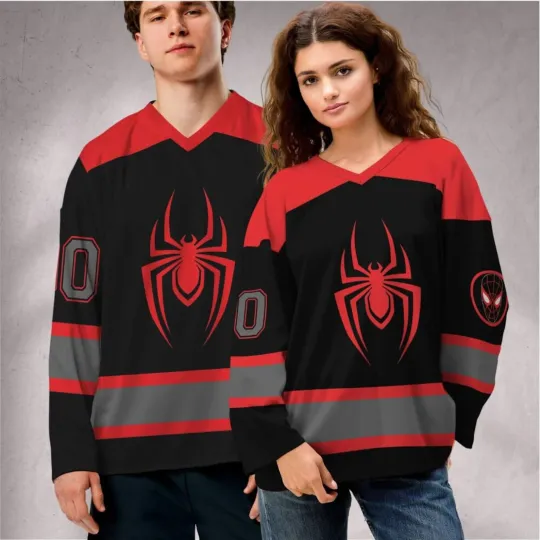 Discover Personalized Spiderman Miles Morales Men's Hockey Jersey