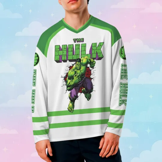 Discover Personalized The Hulk Green Superhero Hockey Jersey