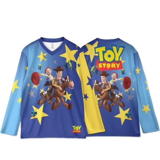 Toy Story Woody and Jessie Hockey Jersey with Bullseye Ride for the Sky Design