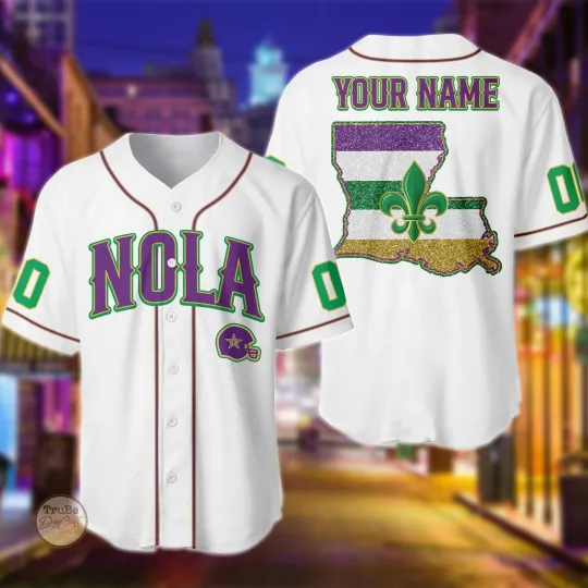 Discover Personalized NOLA Mardi Gras New Orleans Carnival Baseball Jersey