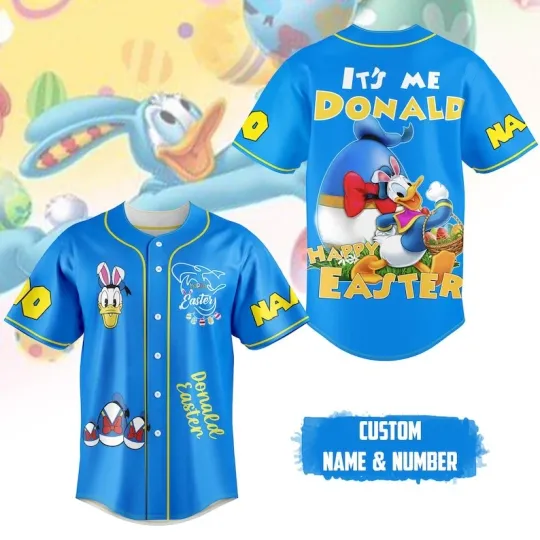 Discover Personalized Donald Duck It's Me Baseball Jersey Shirt for Easter