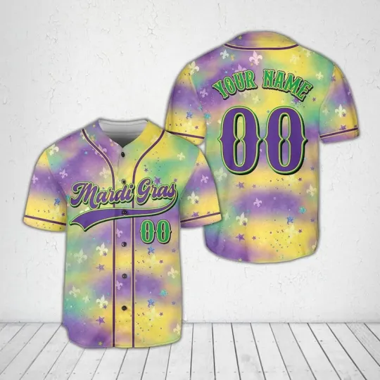 Personalized Mardi Gras Louisiana Carnival Baseball Jersey