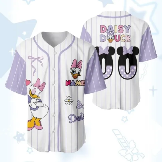 Discover Personalized Daisy Duck Coquette Bow Valentine's Day Baseball Jersey