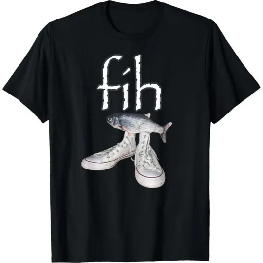 Discover Fih Shoes Funny Misspelled Fish Meme T-Shirt Crewneck Tops Casual Shortsleeve