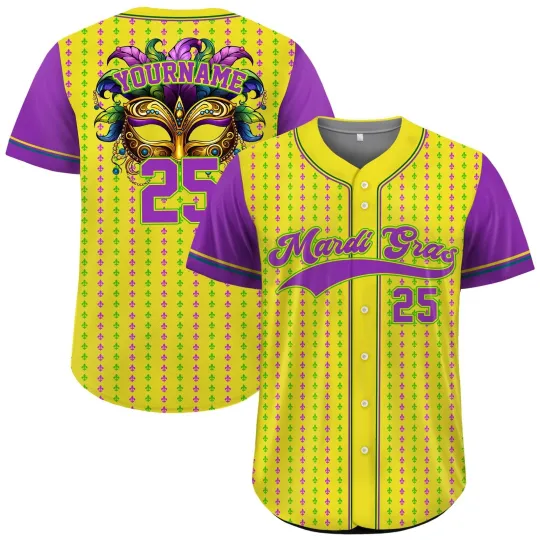 Discover Personalized Mardi Gras Carnival Baseball Jersey