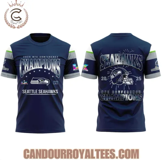 Discover Seattle Seahawk 2025 Nfc Conference Champions 3D T-shirt