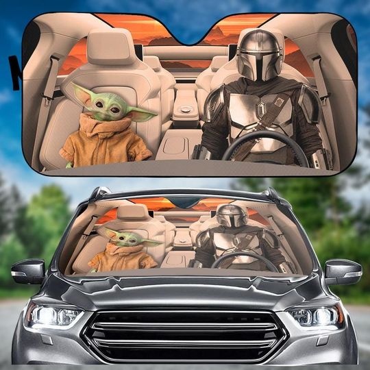 Discover Star Wars Car Sunshade, Baby Yoda Mandalorian Driving Car Windshield, Disney Cartoon Auto Sunshade, Movie Sun Visor Car, Car Decoration