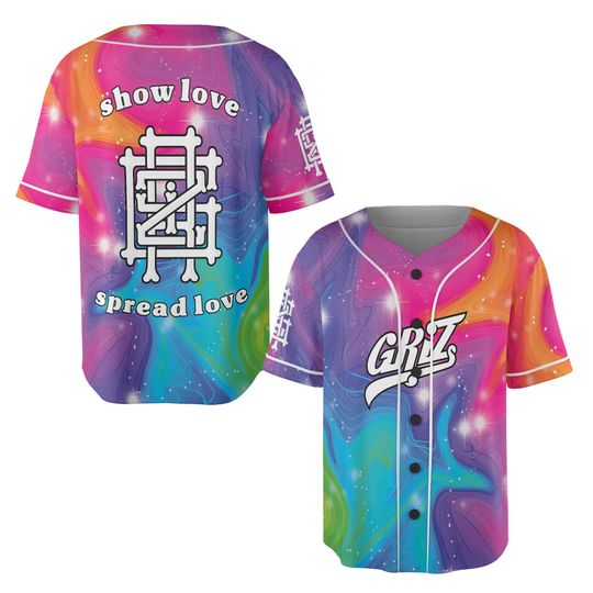 Discover Griz Baseball Jersey, Rainbow Rave Shirt, Trippy Festival Outfit