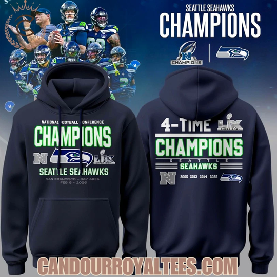 Discover 4-Time Nfc Champions Seattle Seahawk Hoodie