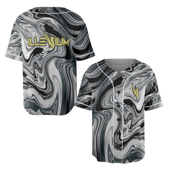 Discover Illenium Rave Baseball Jersey, Trippy Black Gray Festival Shirt, Edm Top