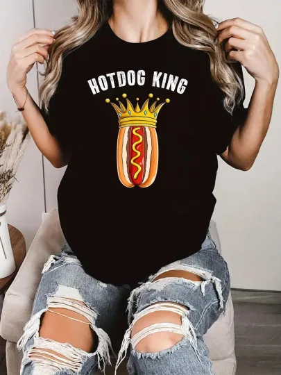 Discover Hotdog King Cool Sausage Hot Dog Food Lover Men Boys Print T-Shirt