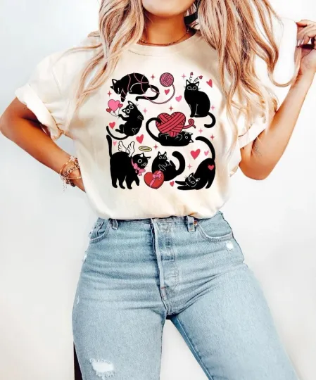 Discover Valentine cute cats Shirt, valentine cat shirt, funny valentine Shirt