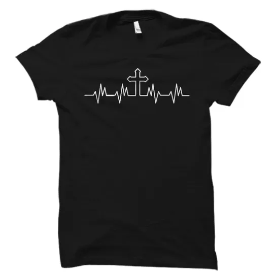 Discover Cross Heartbeat Shirt. Cross T-Shirt. Religious Shirt.Cool Christian Shirt