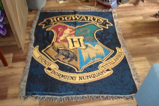 Harry Potter Hogwarts Crest Woven Tapestry Throw Blanket 48" x 60" Northwest Co.