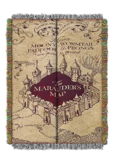Discover Harry Potter Woven Tapestry Throw Blanket, 48 x 60 Inches, Marauder's Map