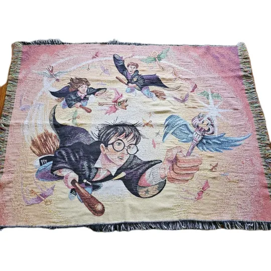 Discover Harry Potter The Key Tapestry Throw Blanket Woven  Vintage 2000 42" x 56"