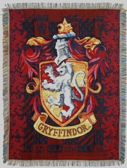 Harry Potter Gryffindor Woven Tapestry Throw Blanket Hogwarts House Crest Wizard
