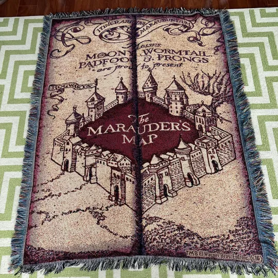 Discover Harry Potter Marauders Map Woven Tapestry Throw Blanket 48x60 Warner Bros.