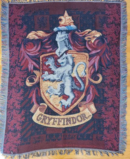 2018 Harry Potter Gryffindor Woven Afghan Throw Sofa Blanket w Fringe 58"x 48”