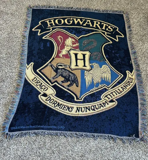Harry Potter Hogwarts Crest Woven Tapestry Throw Blanket 48" x 60" Northwest Co.