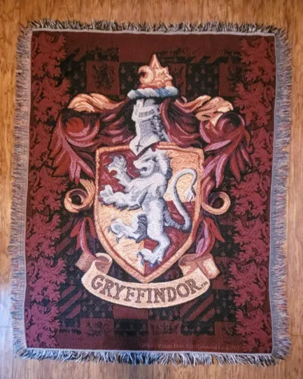 Harry Potter Blanket 50"x60" Gryffindor Woven Tapestry Cotton Blend Throw