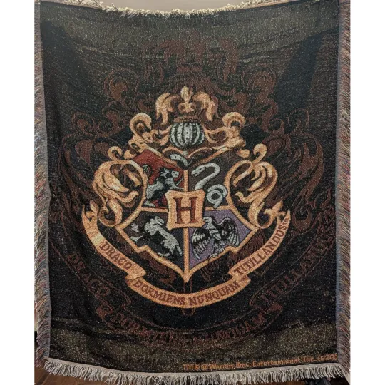 Harry Potter Hogwarts House Crest Woven Throw Blanket 48"x60" Room Decor Youth