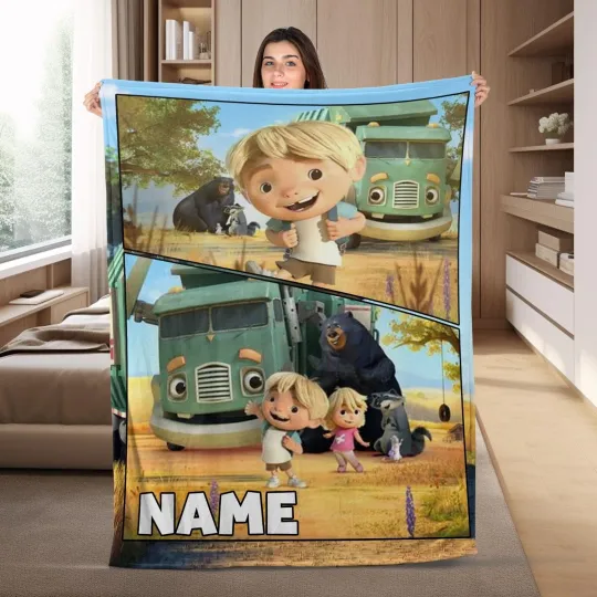 Discover Personalized Trash Truck Blanket, Trash Truck Custom Name Blanket, Custom Name K