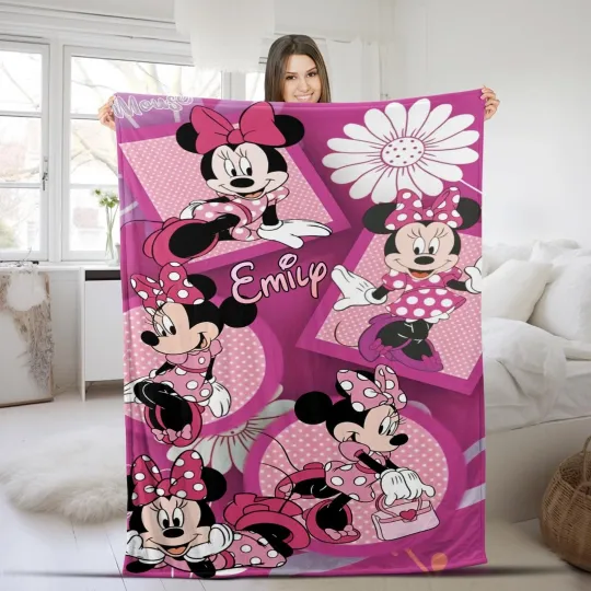 Discover Personalized Minnie Mouse Blanket, Minnie Mouse Fleece Blanket, Miceky Minnie Mo