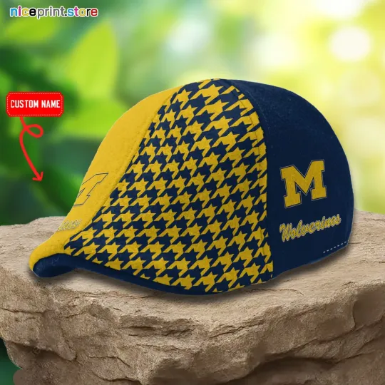 Michigan Team Wolverines Ivy Cap Wolverines Newsboy Cap NCAA Flat Cap for Men