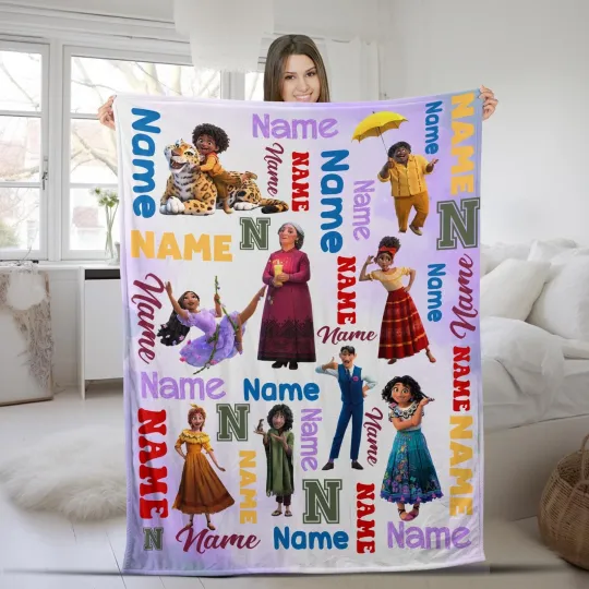 Personalized Encanto Cartoon Blanket, Fleece Blankets for Home & Living