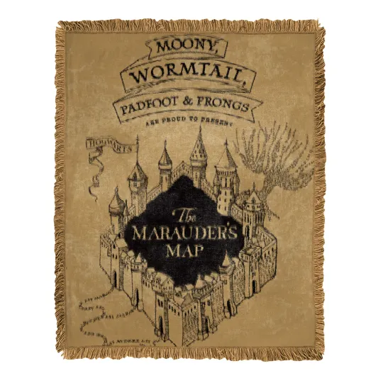 Northwest Harry Potter Maruader's Map Woven Jacquard Throw Blanket 46"W x 60"L