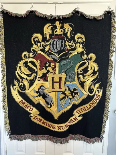 Harry Potter Hogwarts Tapestry Wizarding World Woven Blanket 58”X48”