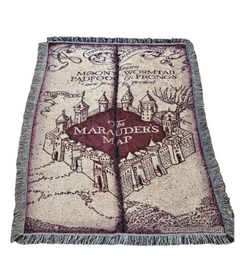 Northwest Woven Tapestry Throw Blanket 48 x 60 Inch Marauder's Map Harry Potter