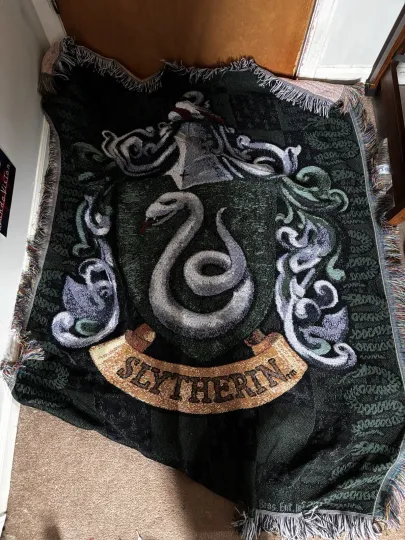 Harry Potter Woven Tapestry Throw Blanket Slytherin House Shield 44" x 56"