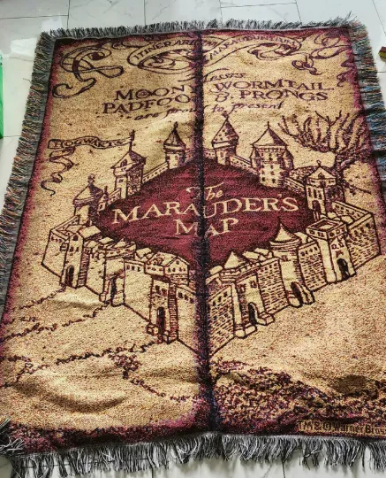 Discover Harry Potter Marauders Map Woven Tapestry Throw Blanket 48"x60"