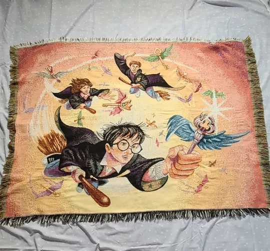 Discover Harry Potter The Key Tapestry Throw Blanket Woven  Vintage 2000 46" x 60"