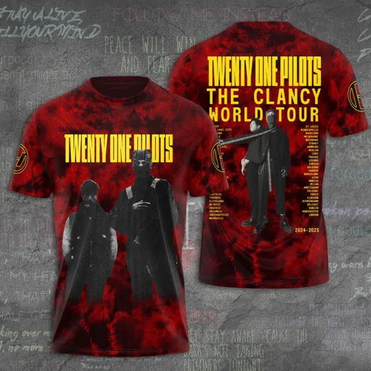 Discover Twenty One Pilot The Clancy World Tour 2024-2025 3D T-Shirt