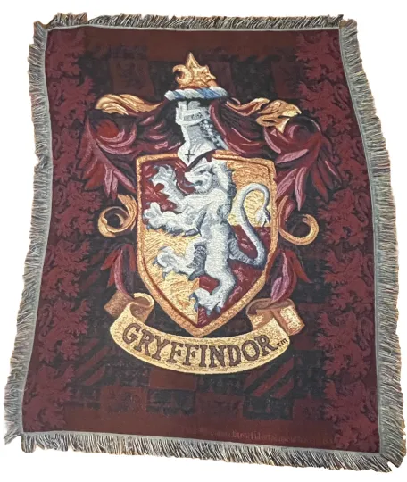 Harry Potter Blanket Gryffindor Woven Tapestry Throw Wall Hanging Shield 48x60"