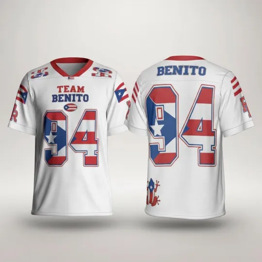 Discover Puerto Rico Football Tee, #94 Sports Jersey Gift, Red Blue Jersey Shirt
