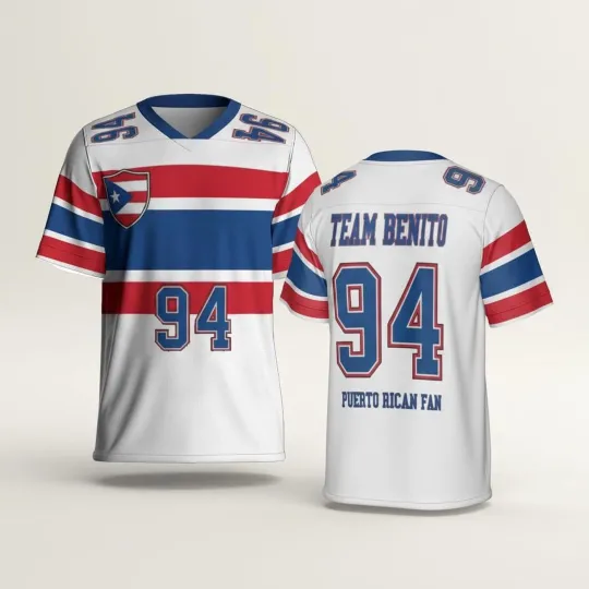Discover Team Benito Football Jersey, Benito 94 Puerto Rican Jersey, Halftime Game Day