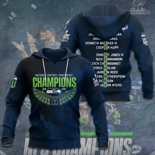 Discover Seahawks 2025 Champions 3D Hoodie