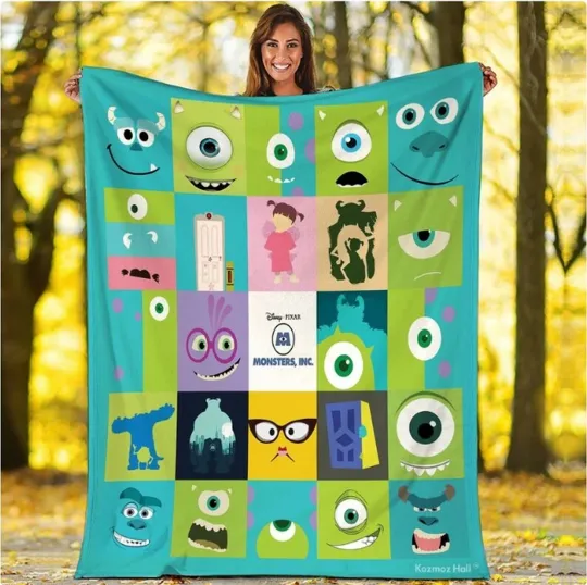Monster Inc Fleece Blanket, Monster University Blanket, James Sullivan, Mike Wazowski
