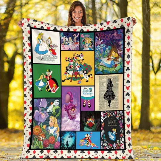 Discover Alice in Wonderland Fleece Blanket with Cheshire Cat Design