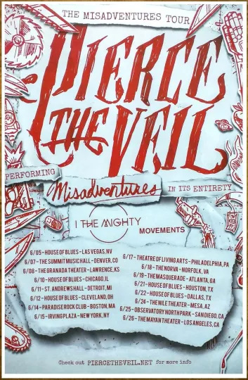 Pierce the Veil Misadventures 2016 Ltd Ed Tour Poster Poster