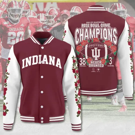 Discover Indiana Hoosiern Foot-ball 2026 Rose Bowl Champions Varsity Jacket
