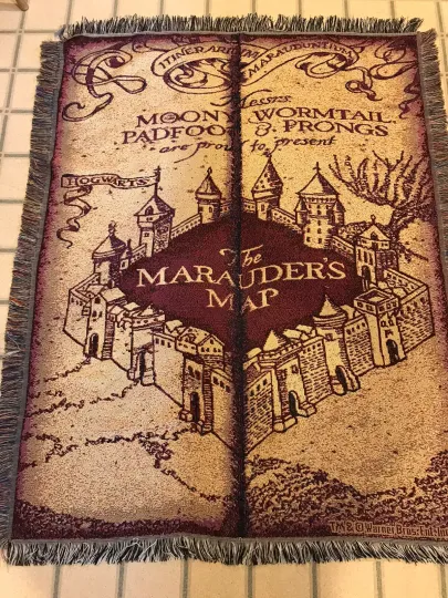 Discover Harry Potter Marauder’s Map Woven Tapestry Throw Blanket 48 X 60