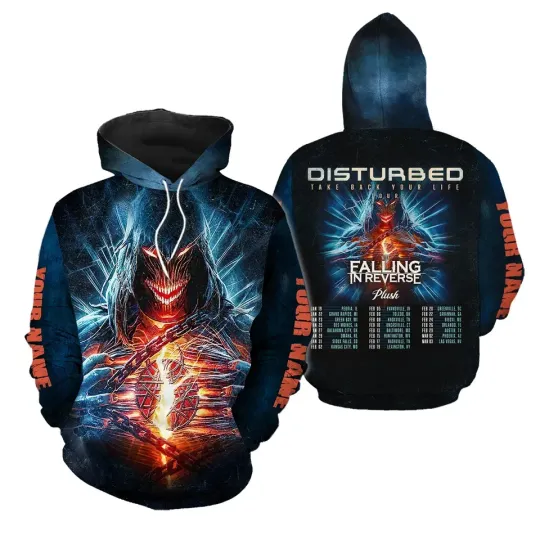 Disturbed Falling In Reverse Plush 2024 Tour 3D Hoodie