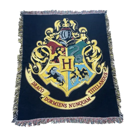 Harry Potter Hogwarts Crest Woven Tapestry Throw Blanket 50" x 60" Cover