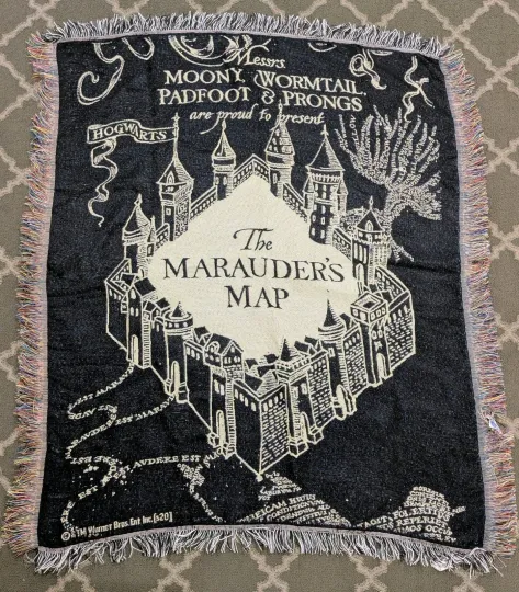 Discover Harry Potter Woven Tapestry Throw Blanket, 48 x 60 Inches, Marauder's Map